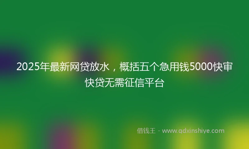 2025年最新网贷放水，概括五个急用钱5000快审快贷无需征信平台
