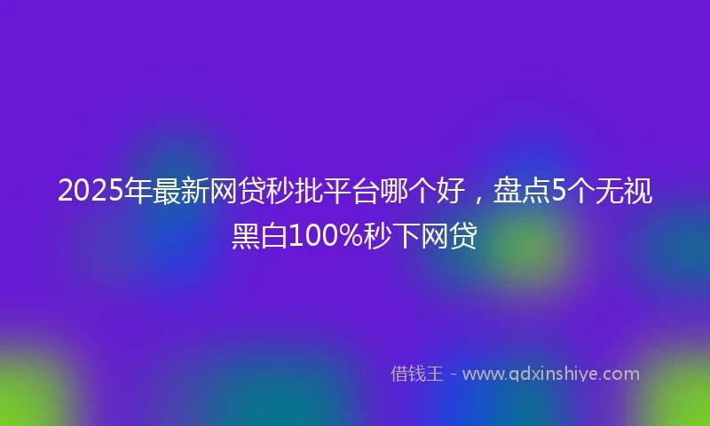 2025年最新网贷秒批平台哪个好，盘点5个无视黑白100%秒下网贷
