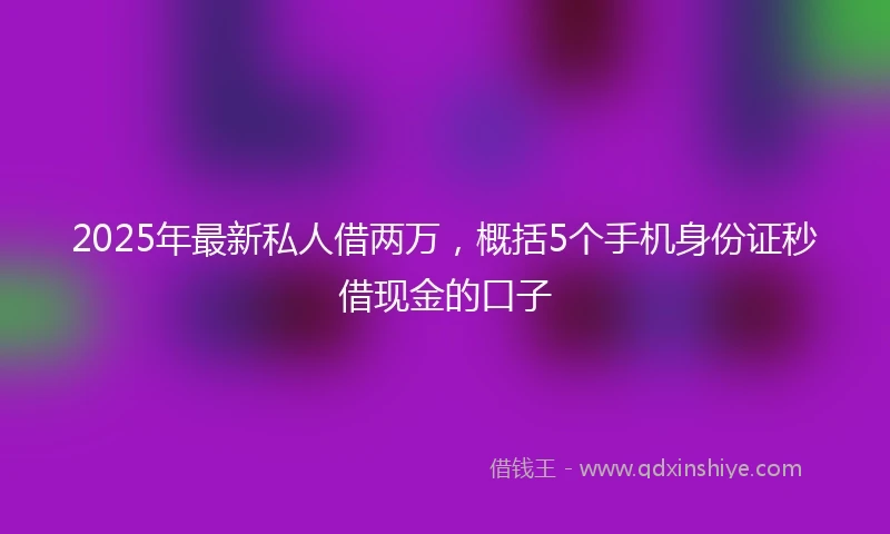 2025年最新私人借两万，概括5个手机身份证秒借现金的口子
