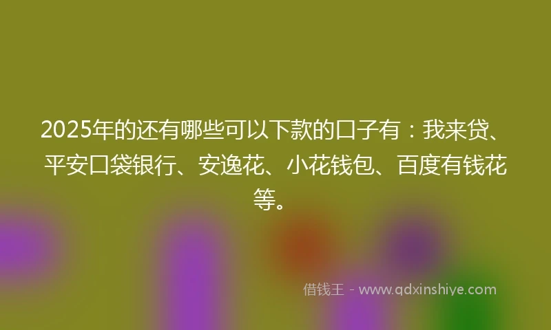 2025年的还有哪些可以下款的口子有：我来贷、平安口袋银行、安逸花、小花钱包、百度有钱花等。