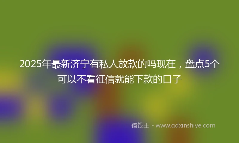 2025年最新济宁有私人放款的吗现在，盘点5个可以不看征信就能下款的口子