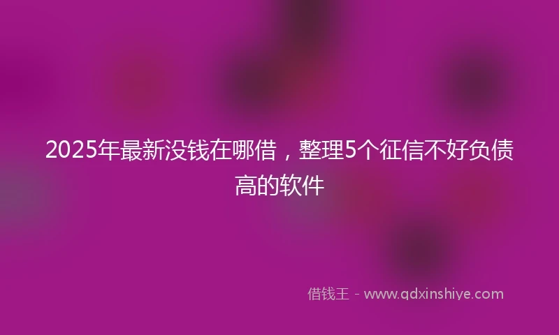2025年最新没钱在哪借，整理5个征信不好负债高的软件