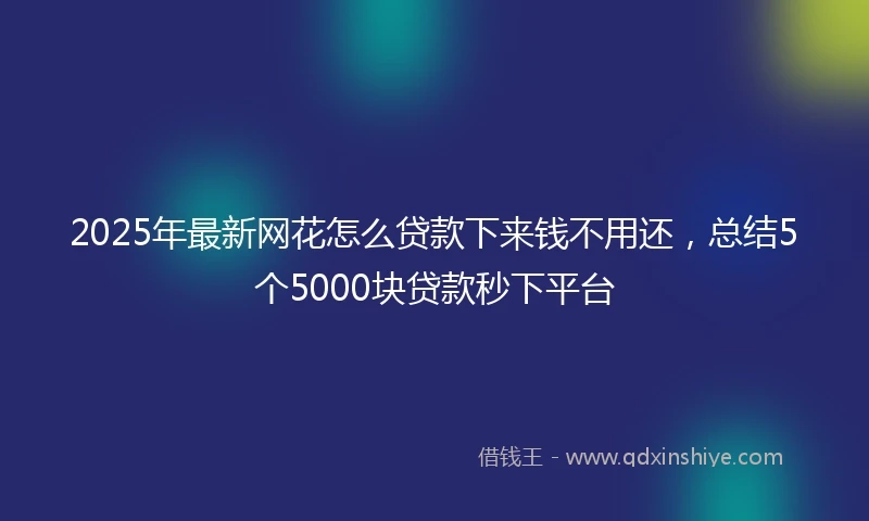 2025年最新网花怎么贷款下来钱不用还，总结5个5000块贷款秒下平台