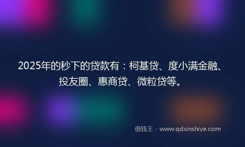 2025年的秒下的贷款有：柯基贷、度小满金融、投友圈、惠商贷、微粒贷等。