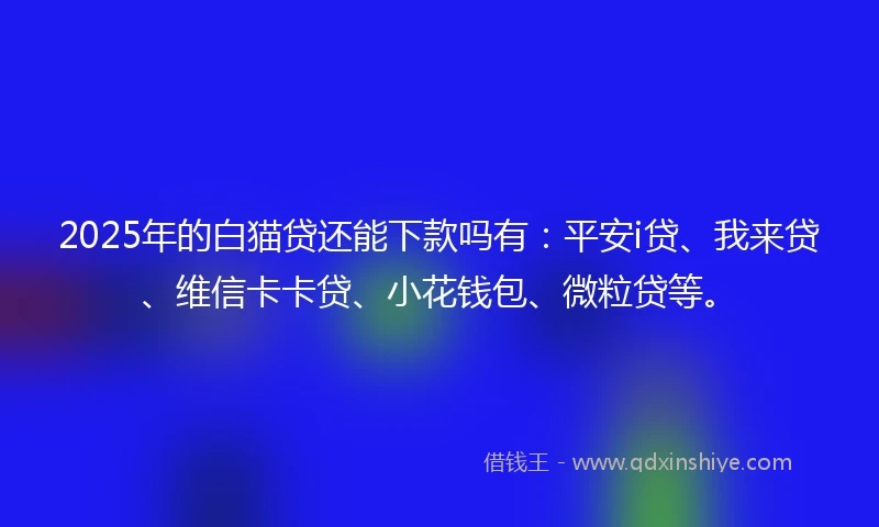 2025年的白猫贷还能下款吗有：平安i贷、我来贷、维信卡卡贷、小花钱包、微粒贷等。