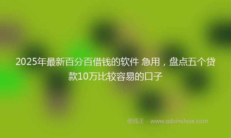 2025年最新百分百借钱的软件 急用，盘点五个贷款10万比较容易的口子