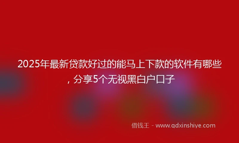 2025年最新贷款好过的能马上下款的软件有哪些，分享5个无视黑白户口子