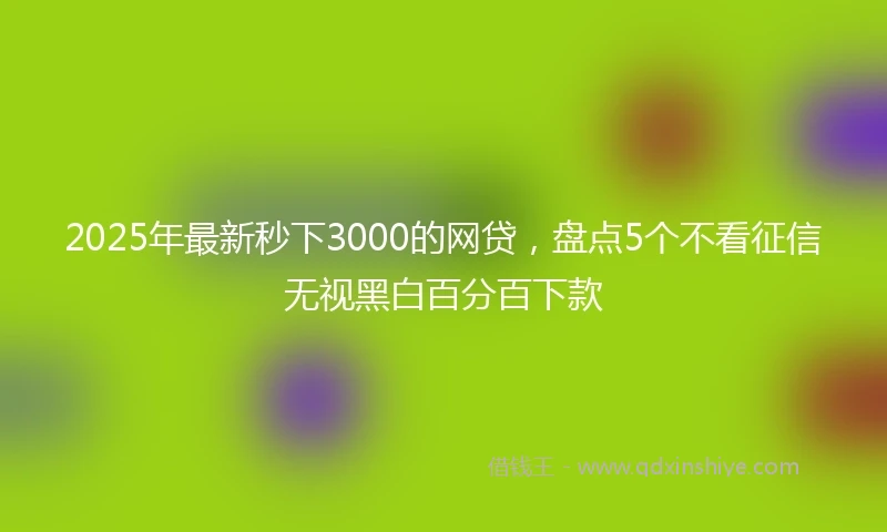 2025年最新秒下3000的网贷，盘点5个不看征信无视黑白百分百下款