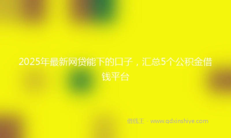 2025年最新网贷能下的口子，汇总5个公积金借钱平台