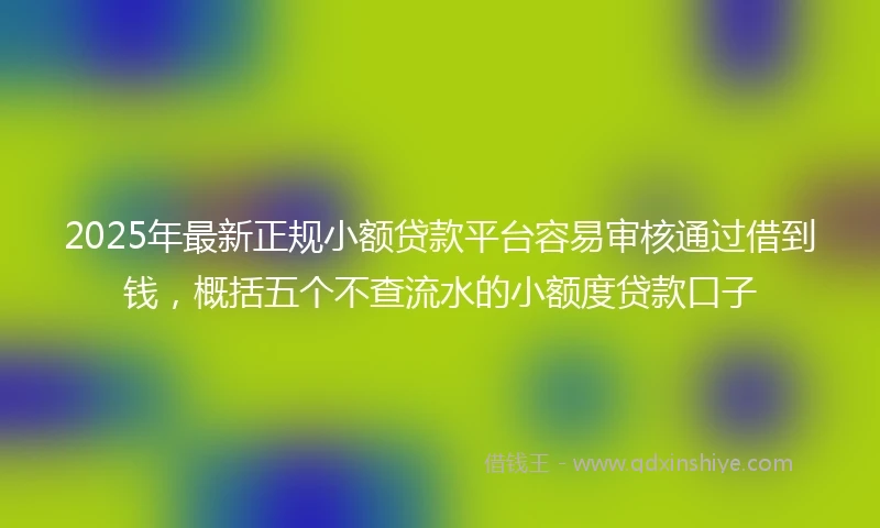 2025年最新正规小额贷款平台容易审核通过借到钱，概括五个不查流水的小额度贷款口子
