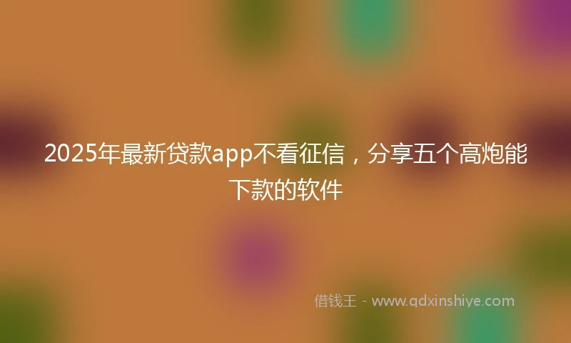 2025年最新贷款app不看征信，分享五个高炮能下款的软件