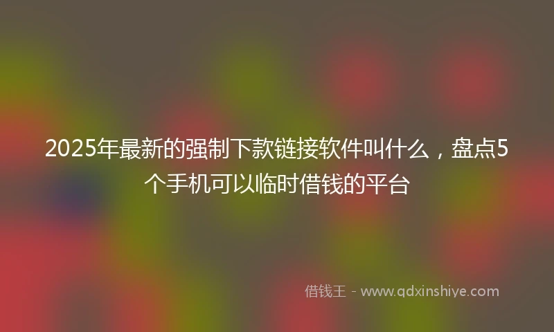 2025年最新的强制下款链接软件叫什么，盘点5个手机可以临时借钱的平台