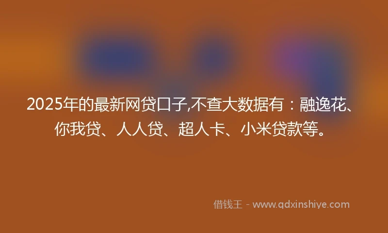 2025年的最新网贷口子,不查大数据有：融逸花、你我贷、人人贷、超人卡、小米贷款等。