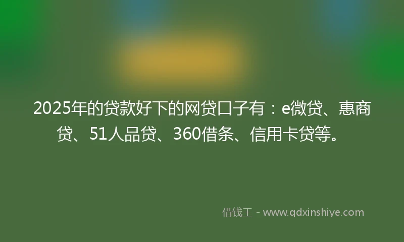 2025年的贷款好下的网贷口子有：e微贷、惠商贷、51人品贷、360借条、信用卡贷等。