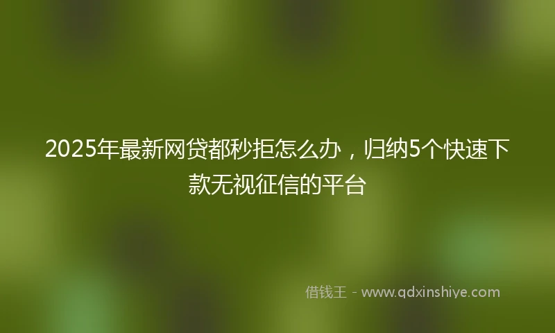 2025年最新网贷都秒拒怎么办，归纳5个快速下款无视征信的平台
