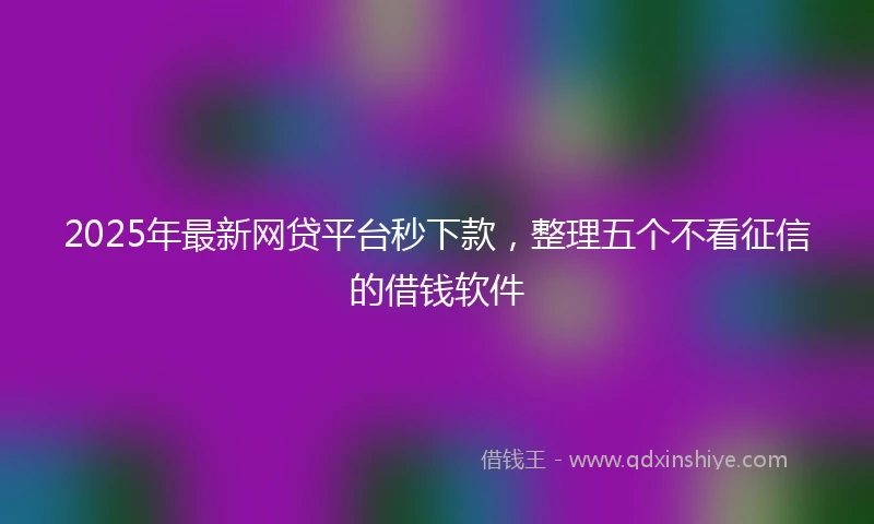 2025年最新网贷平台秒下款，整理五个不看征信的借钱软件