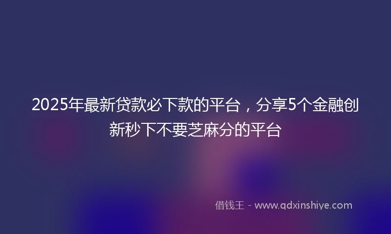 2025年最新贷款必下款的平台，分享5个金融创新秒下不要芝麻分的平台