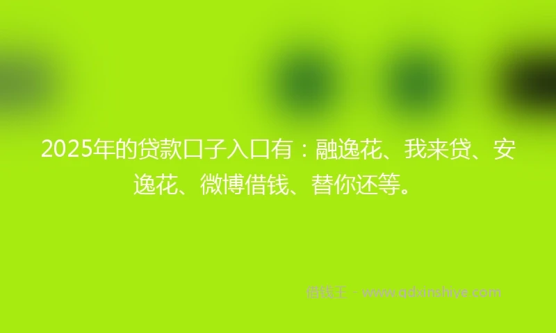 2025年的贷款口子入口有：融逸花、我来贷、安逸花、微博借钱、替你还等。