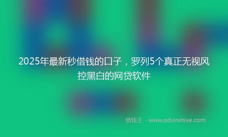 2025年最新秒借钱的口子，罗列5个真正无视风控黑白的网贷软件