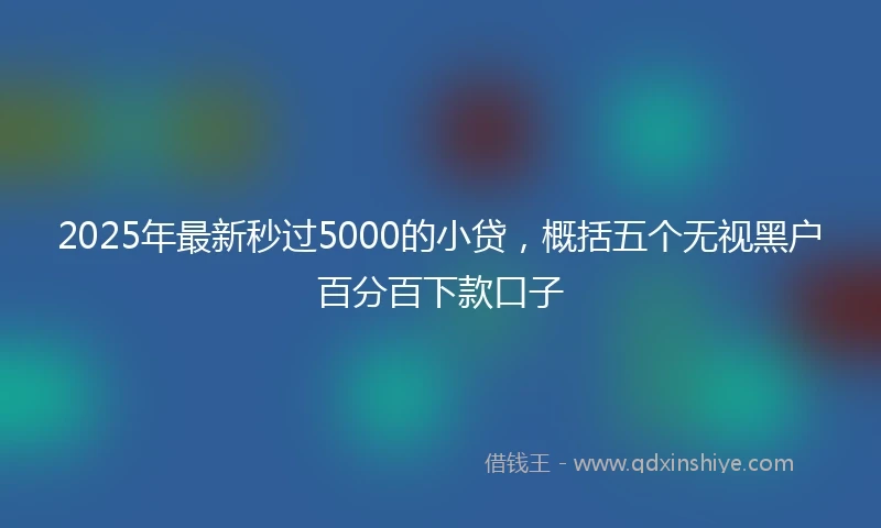 2025年最新秒过5000的小贷，概括五个无视黑户百分百下款口子