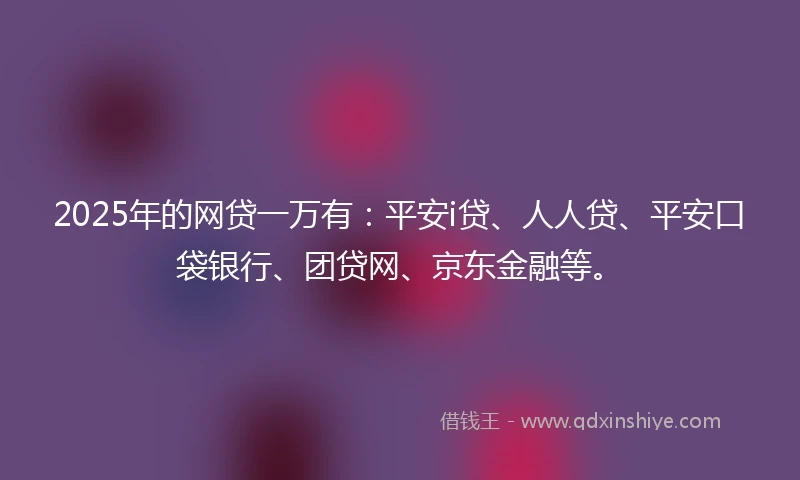 2025年的网贷一万有：平安i贷、人人贷、平安口袋银行、团贷网、京东金融等。