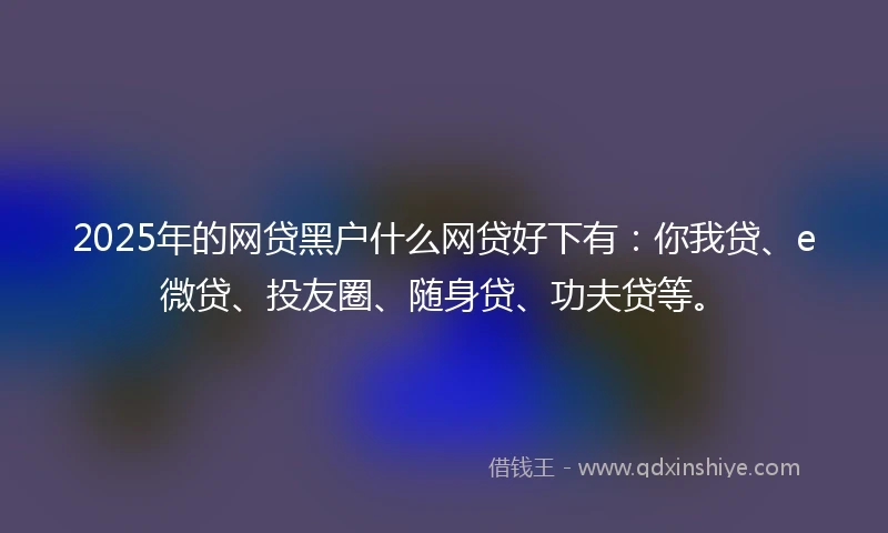 2025年的网贷黑户什么网贷好下有：你我贷、e微贷、投友圈、随身贷、功夫贷等。