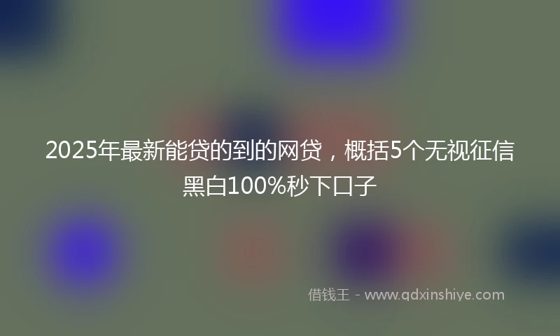 2025年最新能贷的到的网贷,概括5个无视征信黑白100%秒下口子