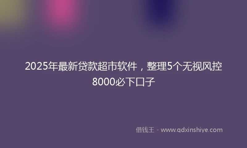 2025年最新贷款超市软件，整理5个无视风控8000必下口子