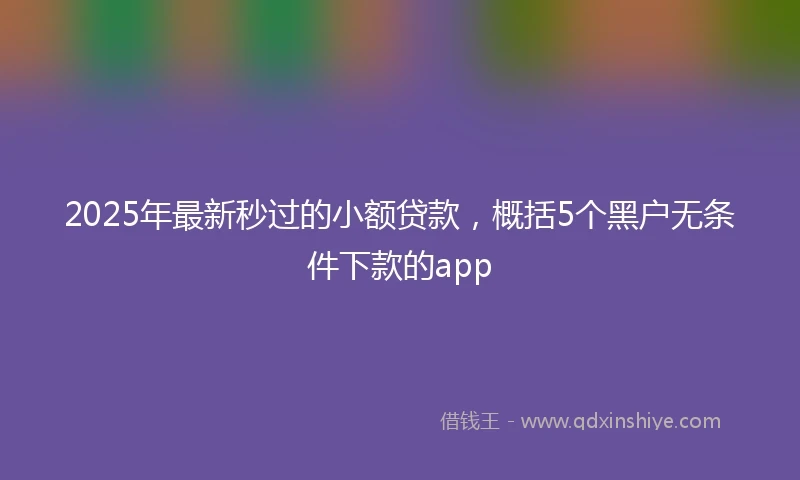 2025年最新秒过的小额贷款，概括5个黑户无条件下款的app