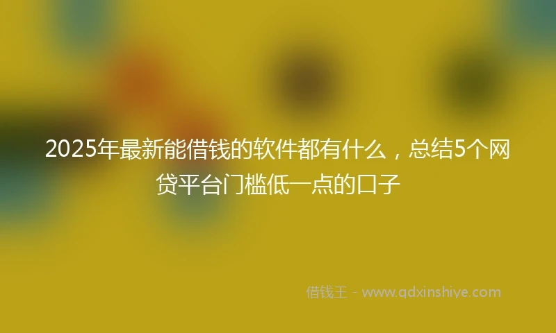 2025年最新能借钱的软件都有什么,总结5个网贷平台门槛低一点的口子