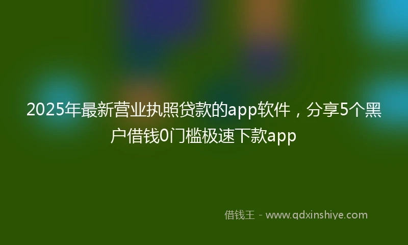 2025年最新营业执照贷款的app软件,分享5个黑户借钱0门槛极速下款app