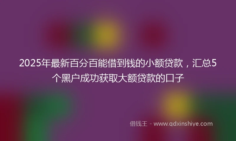 2025年最新百分百能借到钱的小额贷款，汇总5个黑户成功获取大额贷款的口子