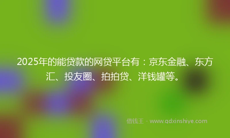 2025年的能贷款的网贷平台有:京东金融、东方汇、投友圈、拍拍贷、洋钱罐等。