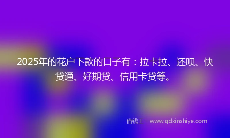 2025年的花户下款的口子有：拉卡拉、还呗、快贷通、好期贷、信用卡贷等。