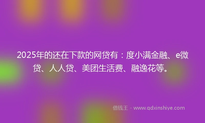 2025年的还在下款的网贷有：度小满金融、e微贷、人人贷、美团生活费、融逸花等。