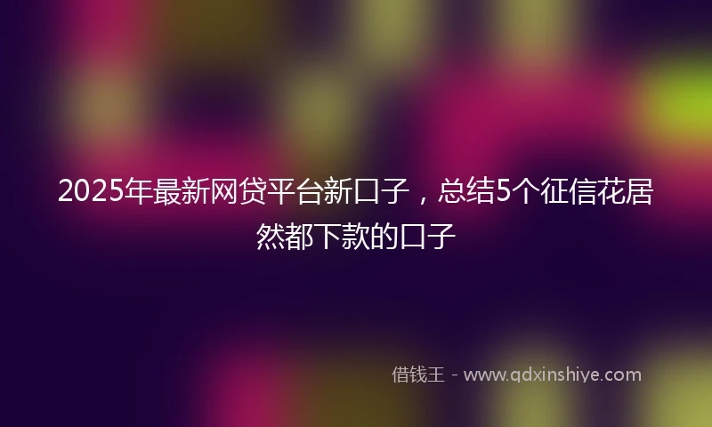 2025年最新网贷平台新口子，总结5个征信花居然都下款的口子