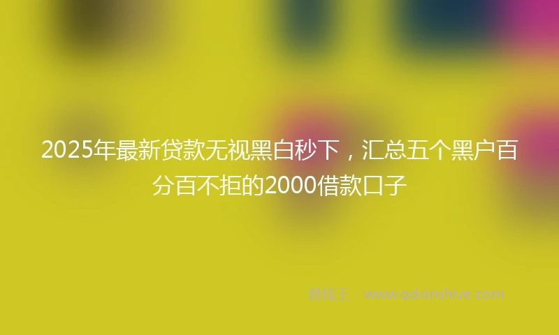 2025年最新贷款无视黑白秒下，汇总五个黑户百分百不拒的2000借款口子