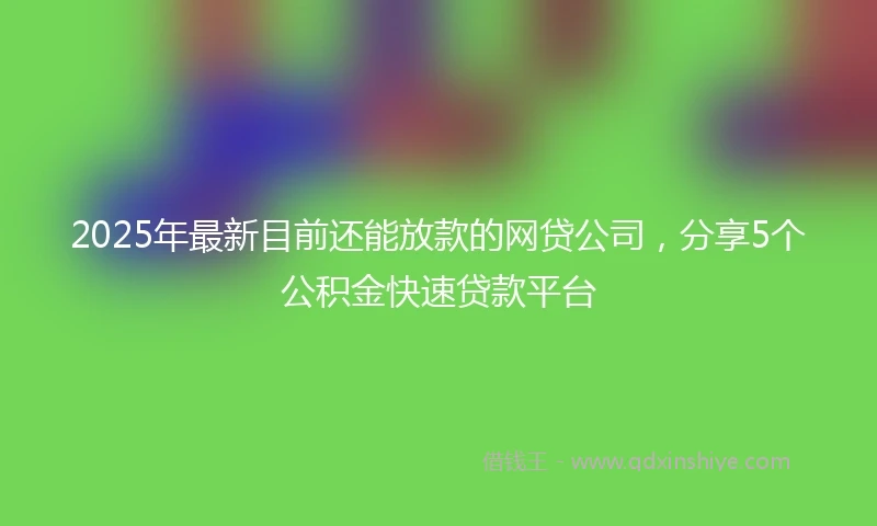 2025年最新目前还能放款的网贷公司，分享5个公积金快速贷款平台