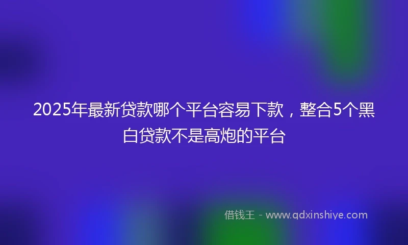 2025年最新贷款哪个平台容易下款，整合5个黑白贷款不是高炮的平台