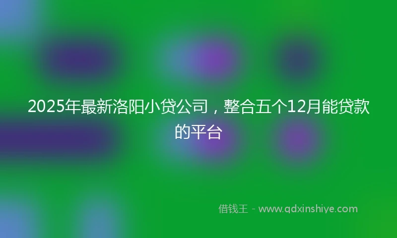 2025年最新洛阳小贷公司，整合五个12月能贷款的平台