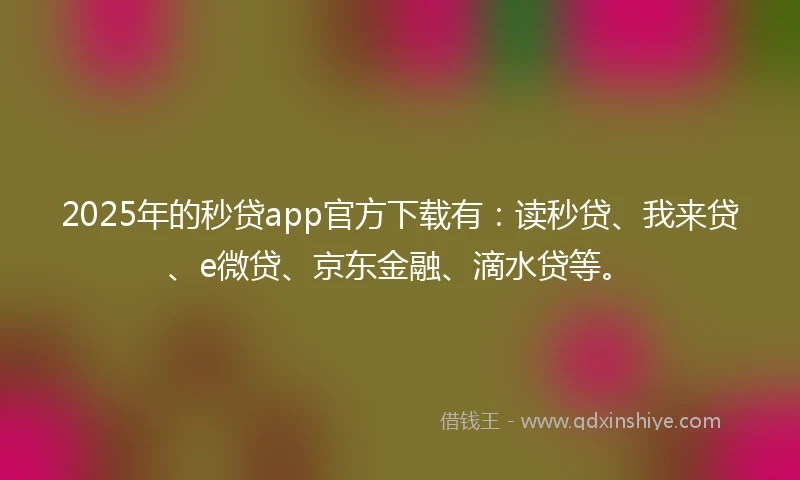 2025年的秒贷app官方下载有：读秒贷、我来贷、e微贷、京东金融、滴水贷等。