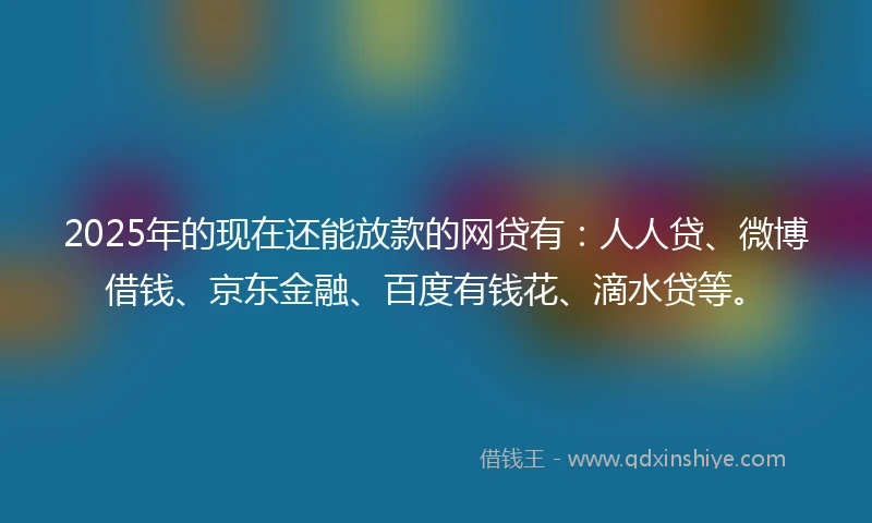 2025年的现在还能放款的网贷有：人人贷、微博借钱、京东金融、百度有钱花、滴水贷等。