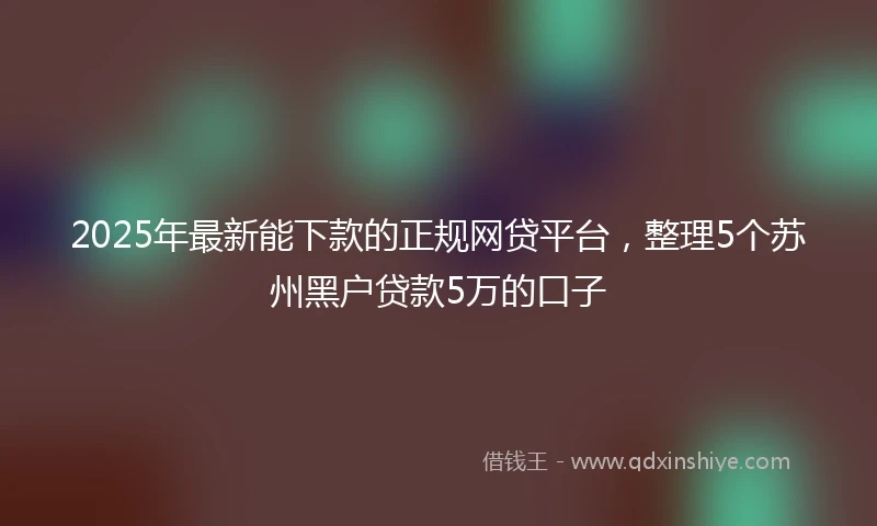 2025年最新能下款的正规网贷平台，整理5个苏州黑户贷款5万的口子