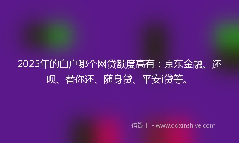 2025年的白户哪个网贷额度高有：京东金融、还呗、替你还、随身贷、平安i贷等。