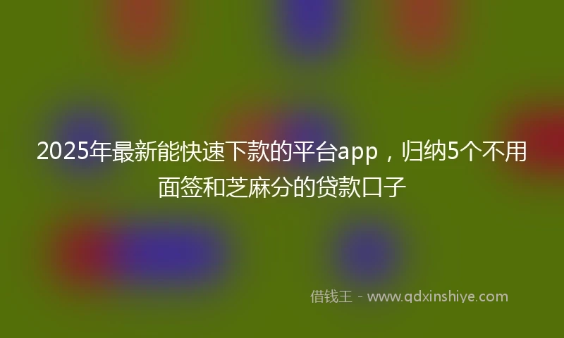 2025年最新能快速下款的平台app,归纳5个不用面签和芝麻分的贷款口子
