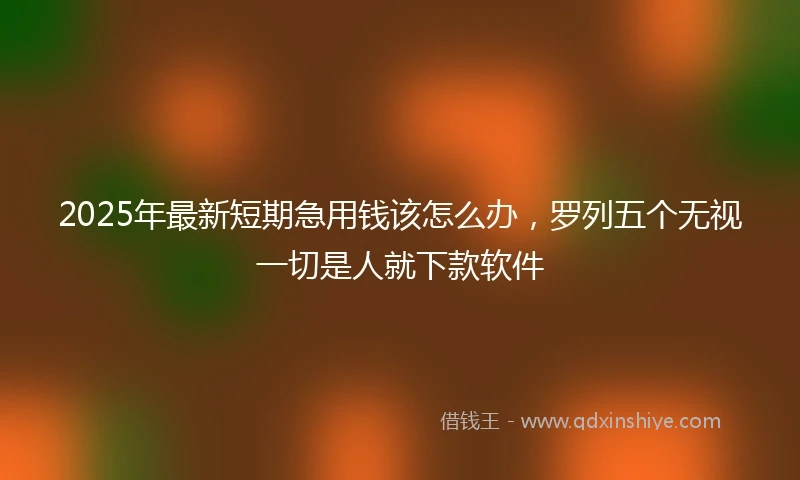 2025年最新短期急用钱该怎么办，罗列五个无视一切是人就下款软件