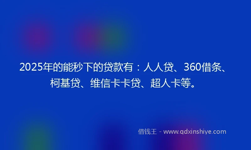 2025年的能秒下的贷款有：人人贷、360借条、柯基贷、维信卡卡贷、超人卡等。