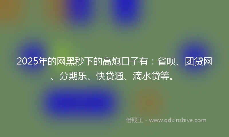 2025年的网黑秒下的高炮口子有：省呗、团贷网、分期乐、快贷通、滴水贷等。