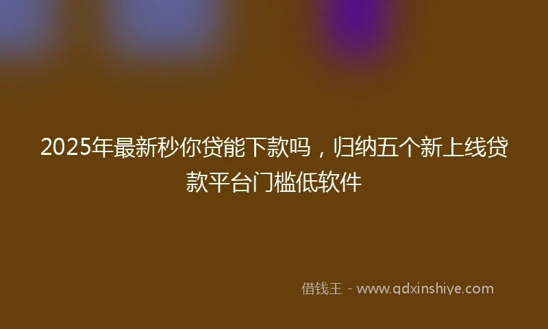 2025年最新秒你贷能下款吗,归纳五个新上线贷款平台门槛低软件