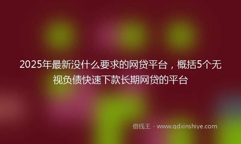 2025年最新没什么要求的网贷平台,概括5个无视负债快速下款长期网贷的平台